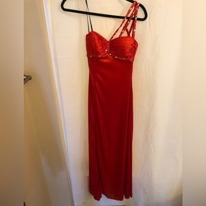 Orange formal dress with beautiful strappy back